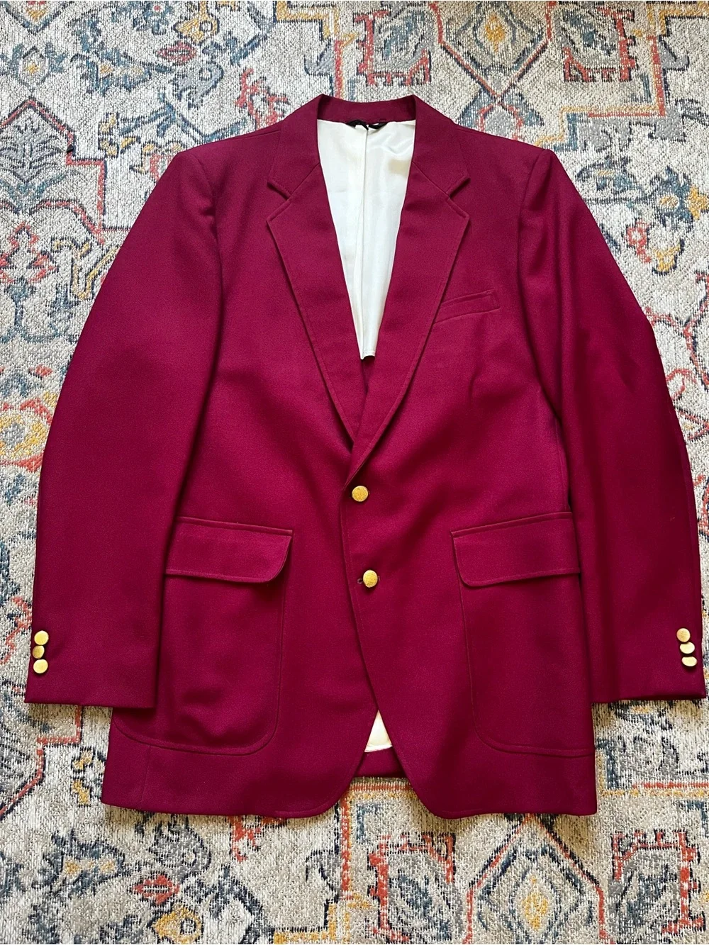 Kuppenheimer Men's Burgundy Sport Coat with Gold Buttons Size Photos*